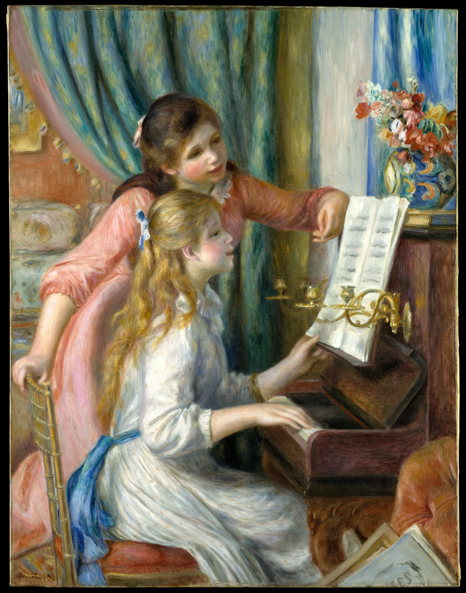 Duas meninas ao piano, pintura de Pierre-Auguste Renoir.